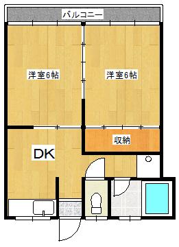 サンアパートメント(2DK/3階)の間取り写真