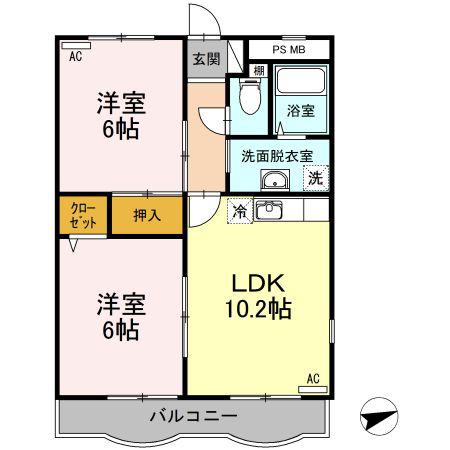 セブンヒルズ(2LDK/3階)の間取り写真