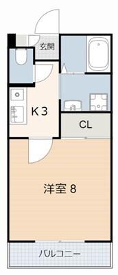 ミレージュ B棟(1K/1階)の間取り写真