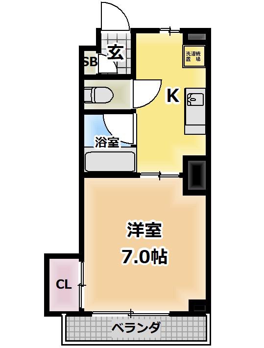 枚方パークマンション(1K/3階)の間取り写真
