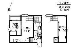 ベイコート姪浜(1LDK/1階)の間取り写真
