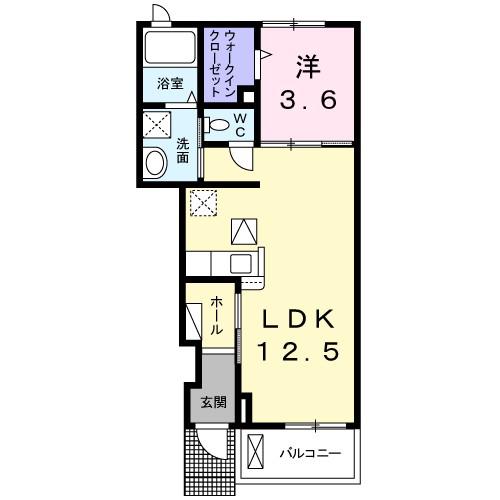 ノーブル・I(1LDK/1階)の間取り写真