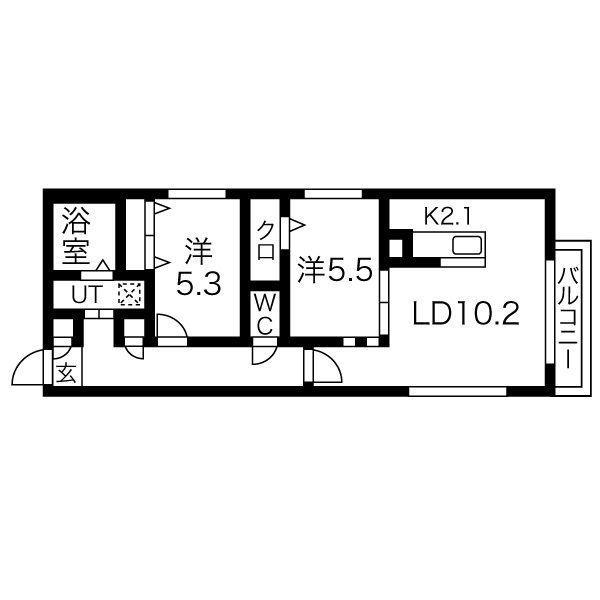 グランディールN19(2LDK/2階)の間取り写真