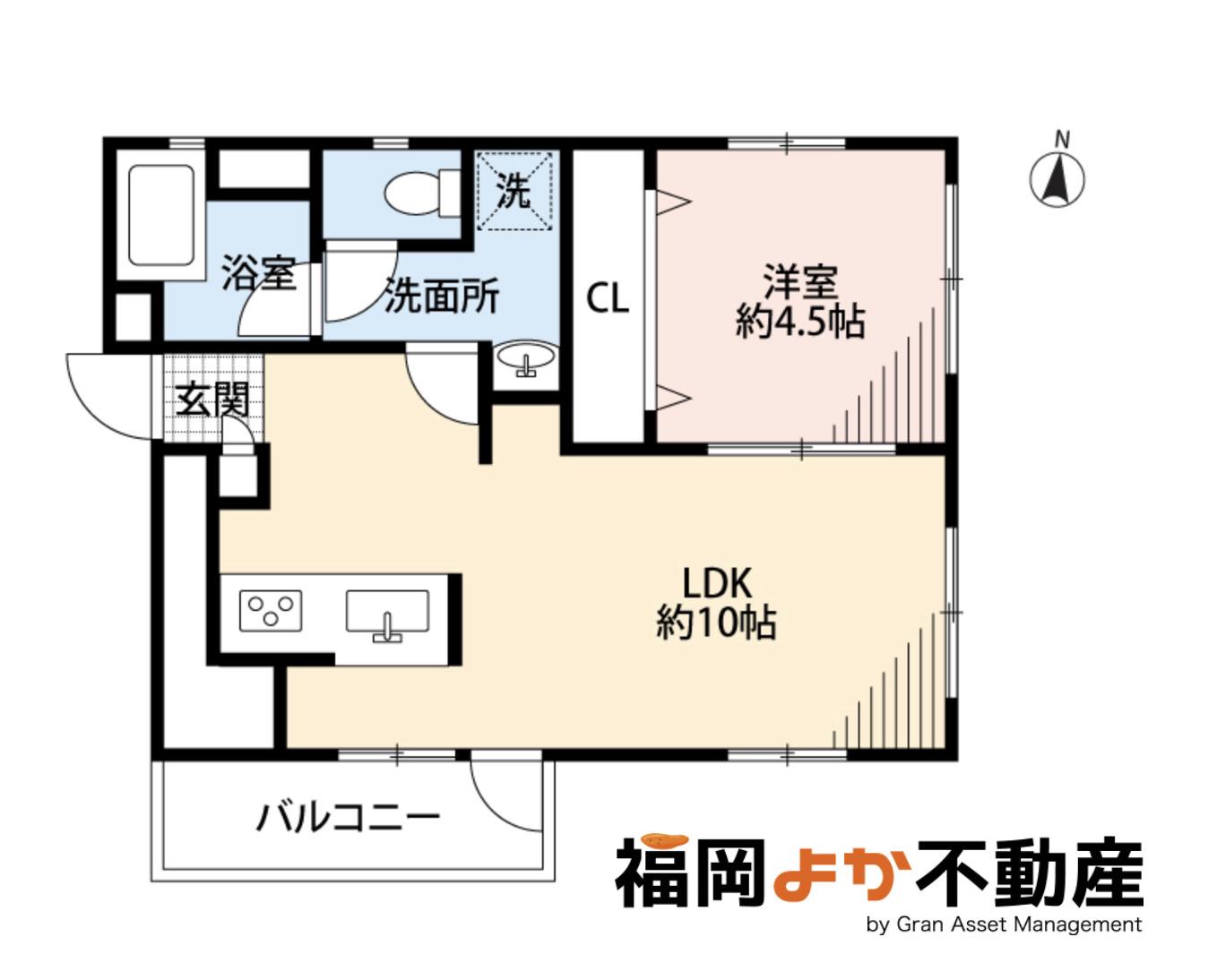 グラン・ド・グリシーヌ別府(1LDK/4階)の間取り写真