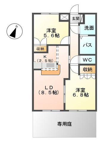 ブリリアント フォーチュン(2LDK/1階)の間取り写真