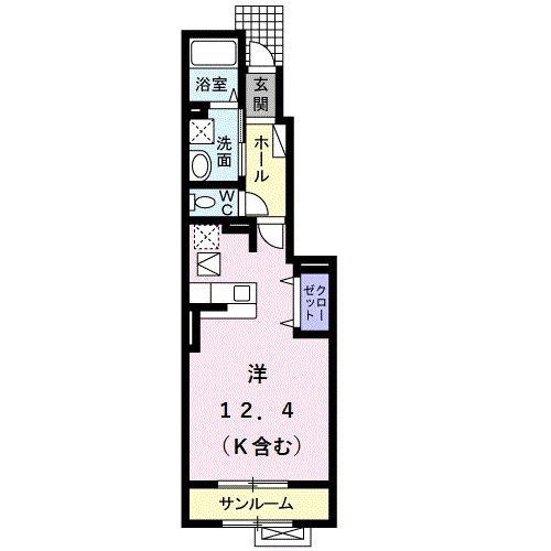 プロムナ-ドK(ワンルーム/1階)の間取り写真