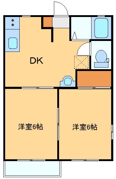 サンシャトレー201(2DK/2階)の間取り写真