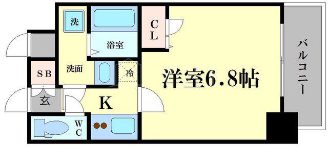 ルーエ本町(1K/3階)の間取り写真