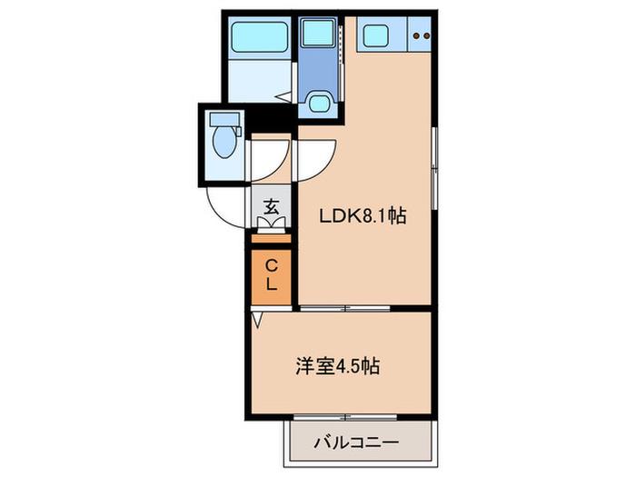 LUCE(1LDK/1階)の間取り写真