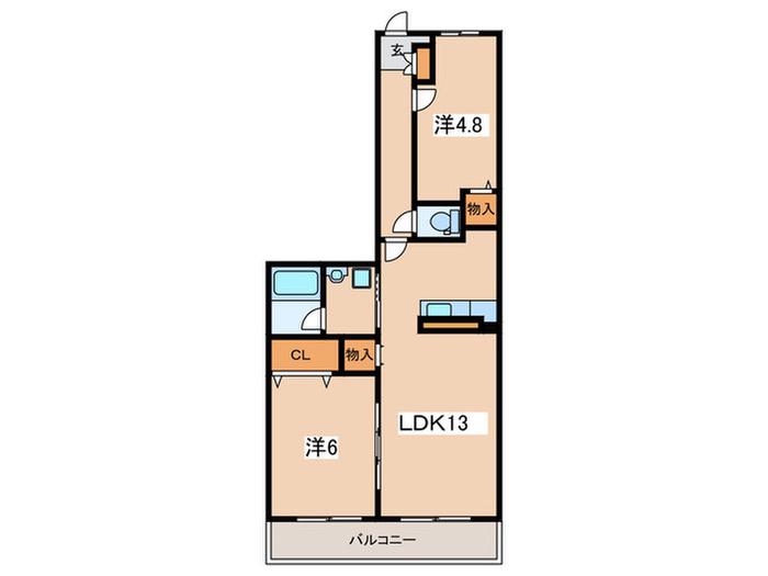 エクシール中野島(2LDK/6階)の間取り写真