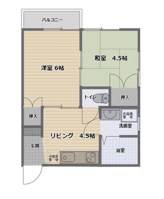 メロディハウス(2DK/1階)の間取り写真