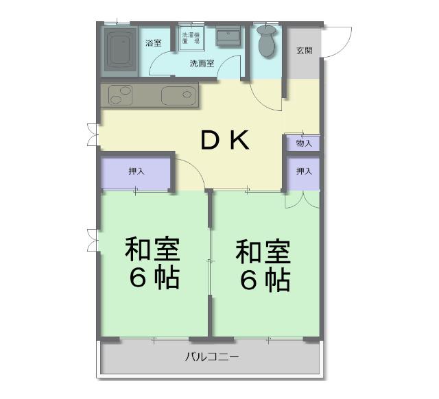 ユーロスポットタカダ(2DK/2階)の間取り写真