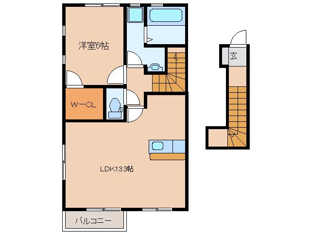 ステラI番館(1LDK/2階)の間取り写真