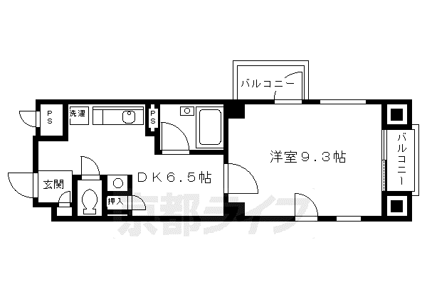 パインフィールド御池(1DK/3階)の間取り写真