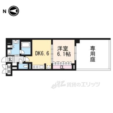 リーガル京都御所西Ⅱ(1DK/1階)の間取り写真