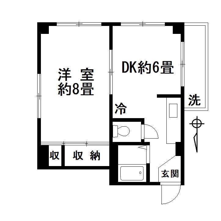 板橋ローヤルコーポ(1DK/4階)の間取り写真