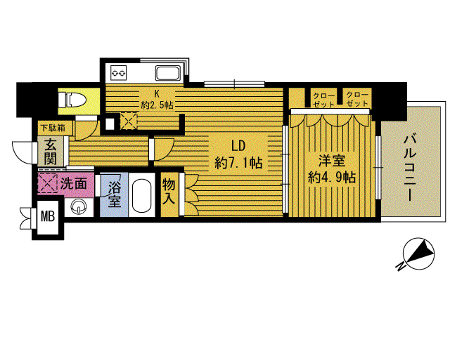 RJRプレシア大分駅前III(1LDK/9階)の間取り写真