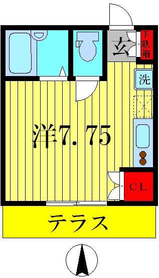 パティオスクエア小金原A(ワンルーム/1階)の間取り写真