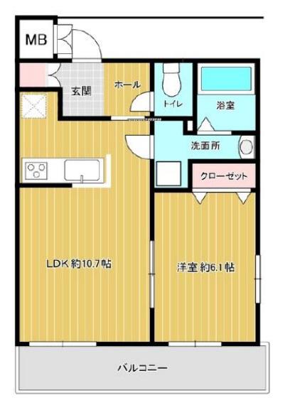 フラットヒル大和Ⅰ(1LDK/3階)の間取り写真