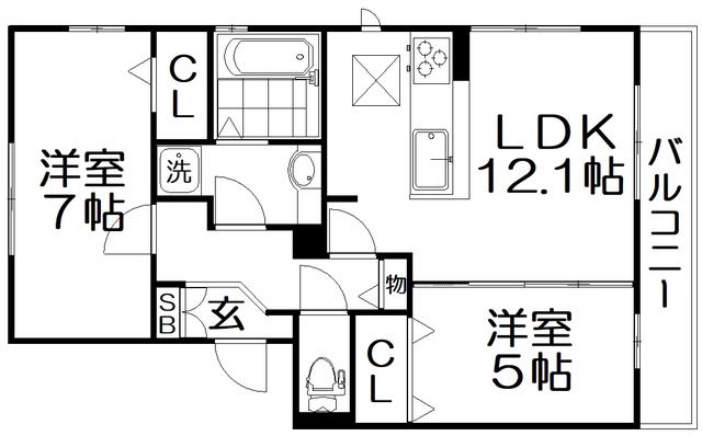 FIORENTE DUE(2LDK/1階)の間取り写真