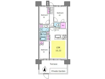クレヴィア豊洲(3LDK/1階)の間取り写真