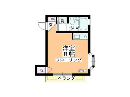 いなりやまコーポ(ワンルーム/1階)の間取り写真