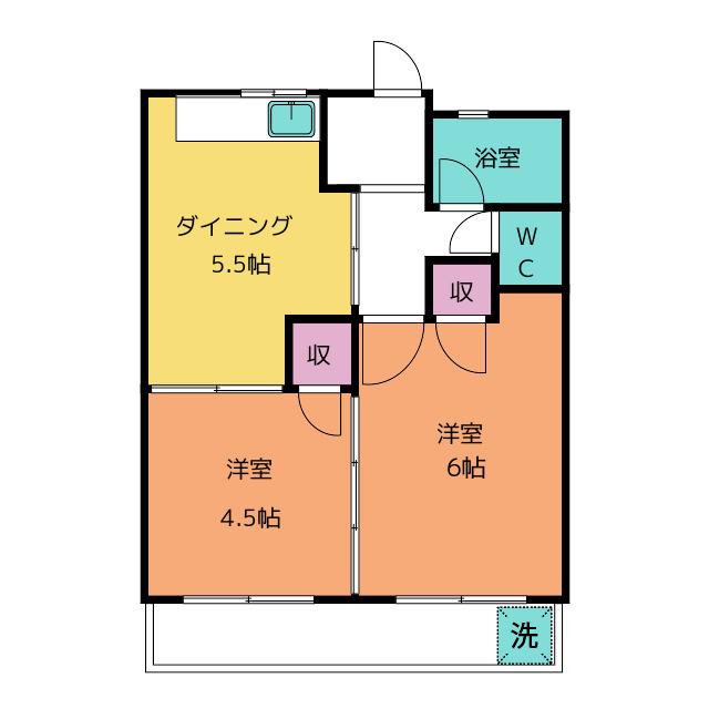 ピアリー琴が丘(2DK/3階)の間取り写真