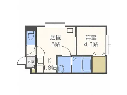 アールヒルズ EARL HILLS(1DK/2階)の間取り写真