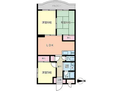 パレスサンベール 1(3LDK/2階)の間取り写真
