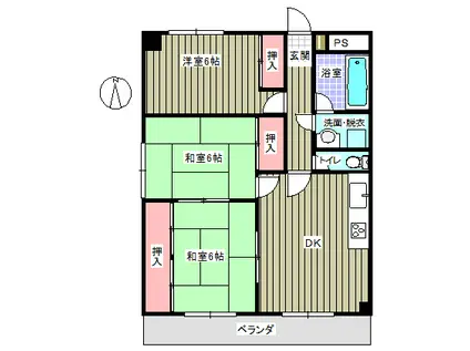 グレースマンションII(3DK/2階)の間取り写真
