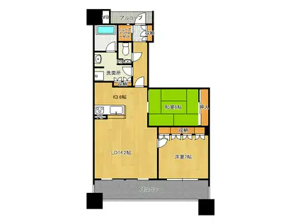 サーパスつくば研究学園(2LDK/5階)の間取り写真