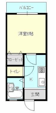 遠州鉄道 遠州病院駅 徒歩19分 2階建 築29年(1K/1階)の間取り写真