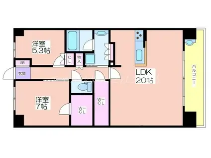 大阪ベイレジデンスリブリーコート(2LDK/12階)の間取り写真
