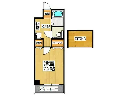 ＪＲ総武線 船橋駅 徒歩6分 2階建 築28年(1K/2階)の間取り写真