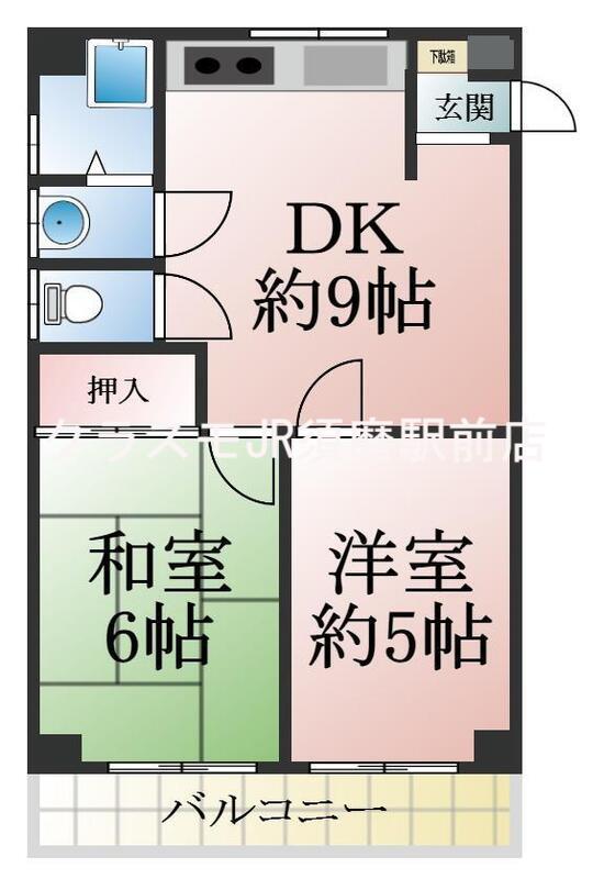 ハウスミエ(2DK/3階)の間取り写真