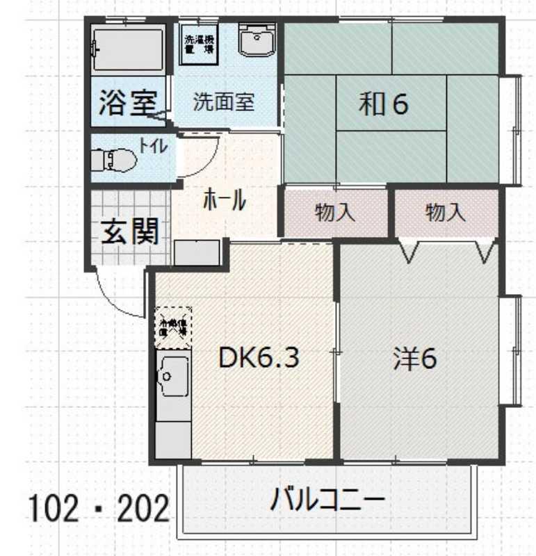 小笠原ハイツ A(2DK/2階)の間取り写真