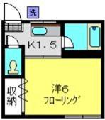 フラッツK(1K/2階)の間取り写真