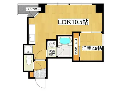 プランタン鴨池(1LDK/5階)の間取り写真