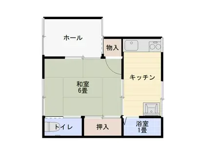 JR鹿児島本線 神村学園前駅 徒歩16分 2階建 築46年(1K/2階)の間取り写真