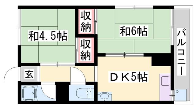 浜の宮駅前ハイツ(2DK/2階)の間取り写真