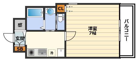 ISM中之島レジデンス(1K/8階)の間取り写真
