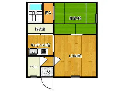 水翔コーポ(1LDK/1階)の間取り写真