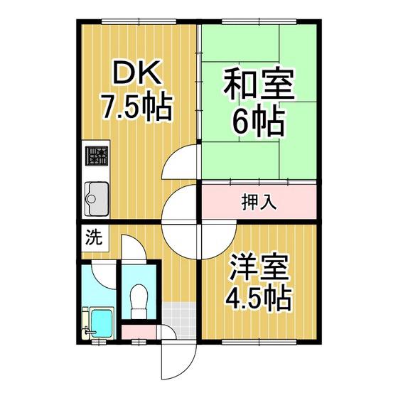 登別マンション(2DK/1階)の間取り写真