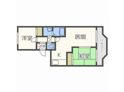 パスウェイ弐番館(2LDK/4階)の間取り写真