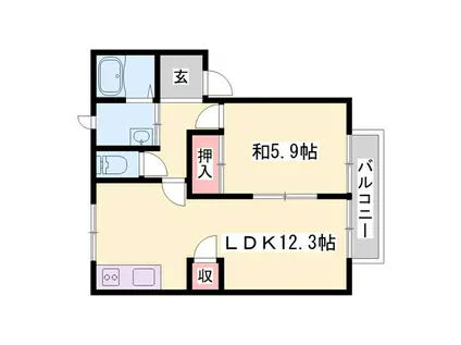 プリムローズB棟(2DK/2階)の間取り写真