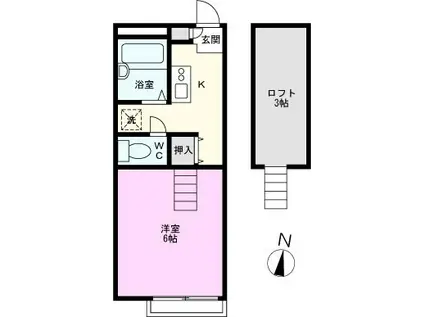 シェドゥーブル(1K/2階)の間取り写真