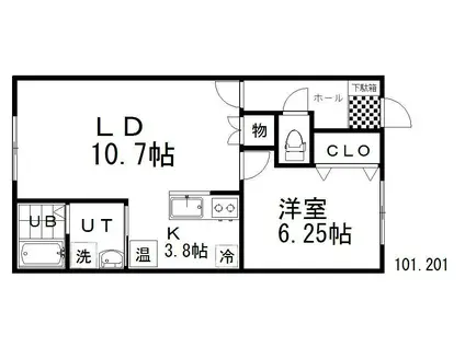 SUGAR RUSK(1LDK/1階)の間取り写真