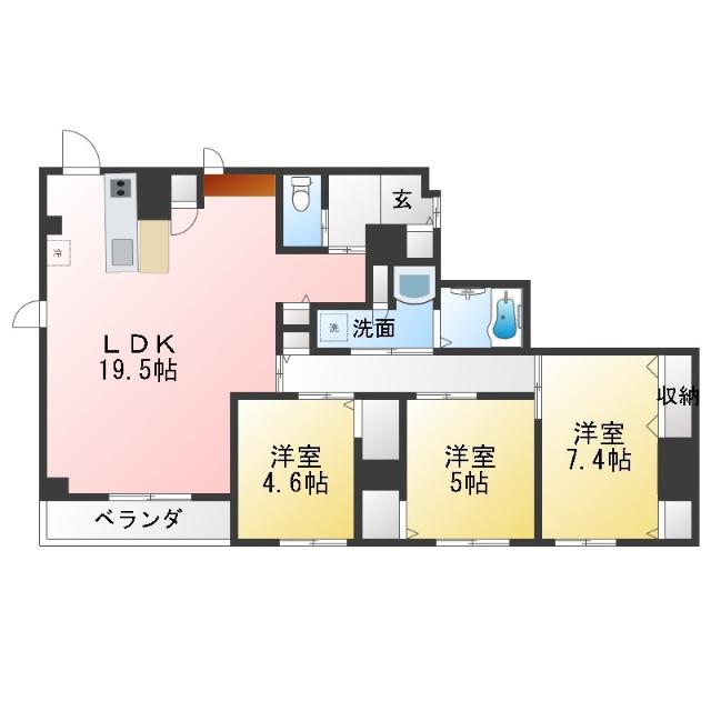 ESQUINA(3LDK/4階)の間取り写真