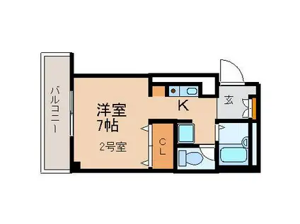 シュクレ藤塚(ワンルーム/2階)の間取り写真