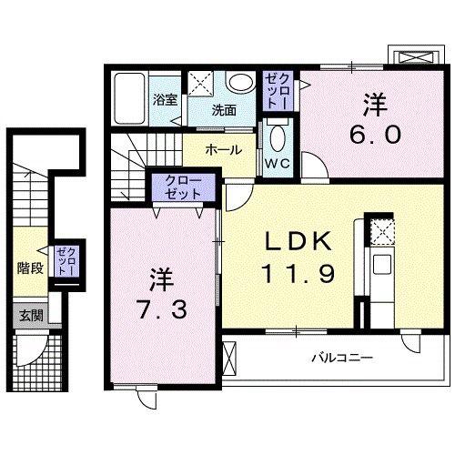 サニ- KI(2LDK/2階)の間取り写真